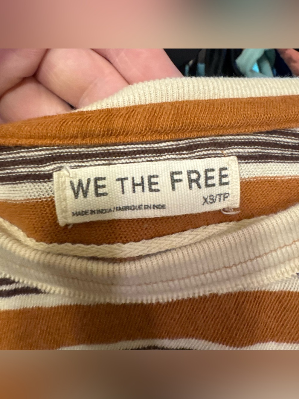 NWOT Free People We The Free Clean Rugby Tee - almond combo brown - XS *IR*. - Picture 11 of 11